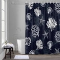 thumbnail image 5 of Seaweed Starfish Shell Shower Curtains for Bathroom, Coral Marine Life Navy Blue Washable Fabric Shower Curtain with Hooks Waterproof Bathroom Decor Sets, 66 x 72 Inches, 5 of 9