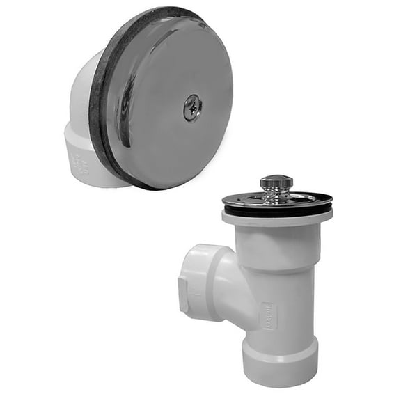 Schedule 40 PVC One-Hole Chrome Plated Brass Lift and Turn Direct T-Waste, Half