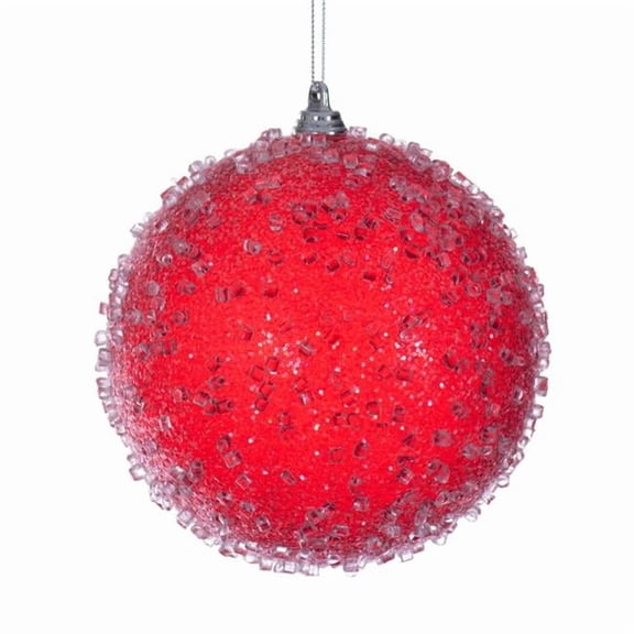 Vickerman MT253803W 4.75 in. Red Icy Sugar Ball Ornament - 3 per Bag