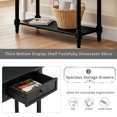 thumbnail image 4 of 35" Console Table with 2 Drawers, Farmhouse Solid Wood Sofa Table Behind Couch, Entryway Hallway Foyer Tables with Open Shelf for Living Room, Black, 4 of 7