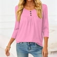 thumbnail image 3 of 3/4 Length Sleeve Womens Tops 2026 Spring Summer Trendy Tee Shirts Dressy Casual Business Work Blouses Outfits Pink M, 3 of 5