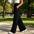 thumbnail image 4 of Aezemi Women Wide Leg Lightweight Pants Elastic Waist Loose Fit Flowy Palazzo Long Pants Summer Fall Outdoor Fashion Casual Trousers with Pockets 3XL, 4 of 6