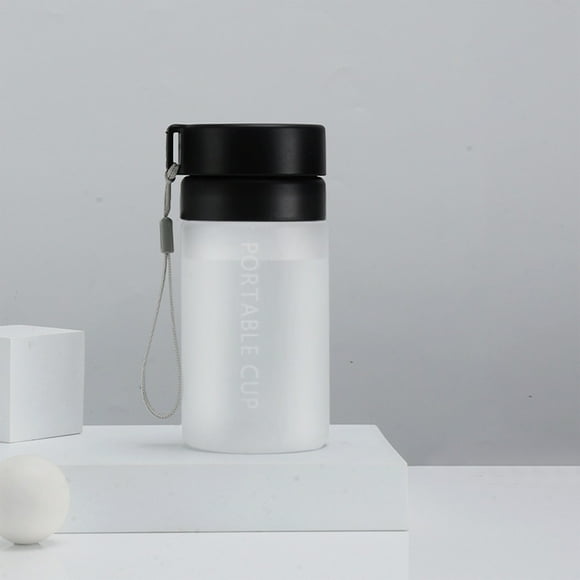 Fasiaou Large Capacity Sports Water Bottle Portable Outdoor Tumbler Cup For Students Couples With Tea Infuser Flower Tea Cup Plastic Water Bottle(400ML)Black