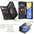 thumbnail image 2 of For Samsung A15 Case, Shockproof Card Holder Flip Magnetic 2-in-1 Detachable Zipper Slots Wallet Cover for Samsung Galaxy A15 5G, Anti-Scratch Leather TPU Bumper Luxury Purse Holster, Blue, 2 of 8