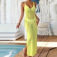 thumbnail image 3 of Dlentnea Womens Beach Dresses Swimsuit Summer Crochet Knit V Neck Bathing Suit Cover up Fashion Midi Dress, 3 of 5
