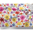 thumbnail image 2 of Soimoi Pink Rayon Fabric Leaves & Periwinkle Floral Printed Fabric 1 Yard 56 Inch Wide, 2 of 3