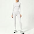 thumbnail image 2 of Women's 2 Piece Yoga Sets Quick-Dry Gym Workout Tracksuit High Waist Running Leggings & Long Sleeve Top Outfits White XL, 2 of 6