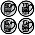 thumbnail image 2 of Silicone Non-Slip Drink Coasters with Removable Printed Absorbent Felt Pad - Set of 4 - Life Begins After Coffee, 2 of 3