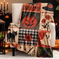 thumbnail image 3 of Halloween Patchwork Throw Blanket, Cat Broom Halloween Blankets for Couch, Super Soft Plush Fleece Autumn Blanket for Sofa Bed Chair, Spooky Season Decor Gift, XS, 3 of 3