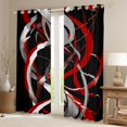 thumbnail image 2 of Homewish Swirl Lines Kitchen Curtains,Abstract Geometric Black Out Curtains Pack of 2 (42x63 Each),Red White, 2 of 6
