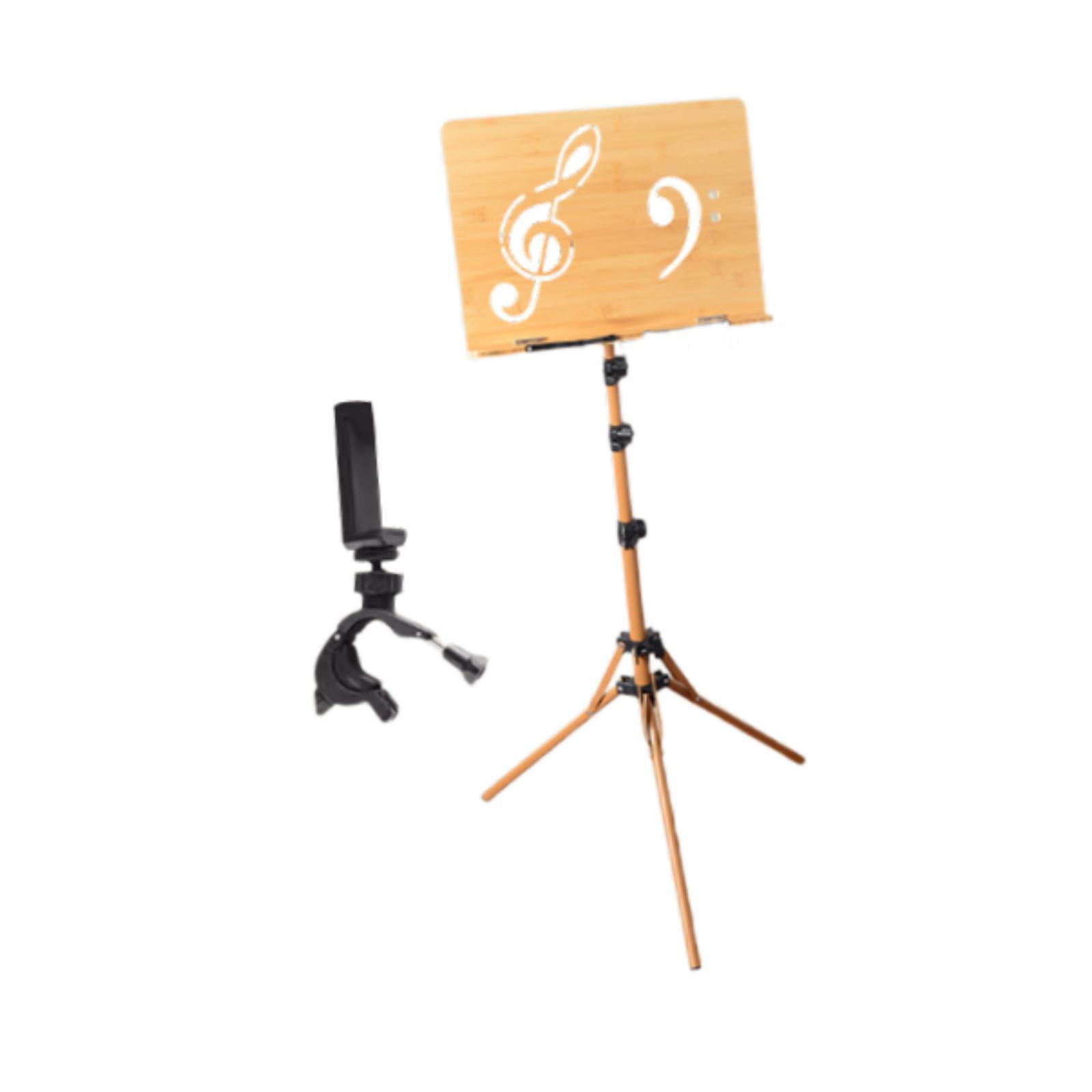 LeeQinersw Wooden Music Stand for Sheet Music Adjustable Height for Lectern Guitar Band with phone clip