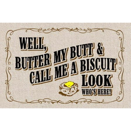 Mat Welcome Door Mat - WinHome Butter My Biscuit Funny Doormat Floor Mats Rugs Outdoors/Indoor Doormat Size 23.6x15.7 inches