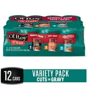 (12 Pack) Ol' Roy Cuts in Gravy Wet Dog Food Variety Pack: T-Bone, Bacon Cheeseburger and Country Stew, 13.2 oz