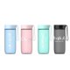 thumbnail image 4 of Ounissouiy Taza de agua mate de plástico cuadrado transparente de 550ml, taza para deportes acuáticos de zumo frío para exteriores con cuerda de leche Teteras Negro, 4 of 6