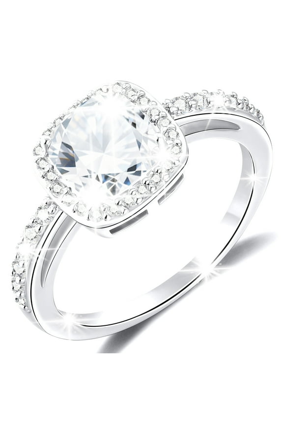 S925 Sterling Silver Plated Rings for Women CZ Eternity Promise Wedding Band Engagement Rings Birthday Valentines Day Jewelry Gifts Her Girlfriend Wife Female Adults Teen Ideas