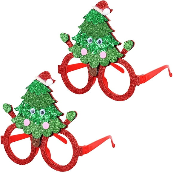 2pcs Christmas Photo Glasses Frame Decorative Eyeglasses Party Glasses Frame