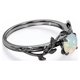 thumbnail image 4 of JeenMata Anillo de Compromiso con Engaste en Garra de Ópalo de Fuego de Forma Redonda de 0,50 Quilates, Diseño Inspirado en la Naturaleza Chapado en Oro Negro de 18 K sobre Plata, 4 of 6