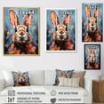 thumbnail image 4 of Designart "Hues In Pop Art Portrayal Of A Rabbit" Animals Rabbit Floater Framed Wall Art Living Room, 4 of 5