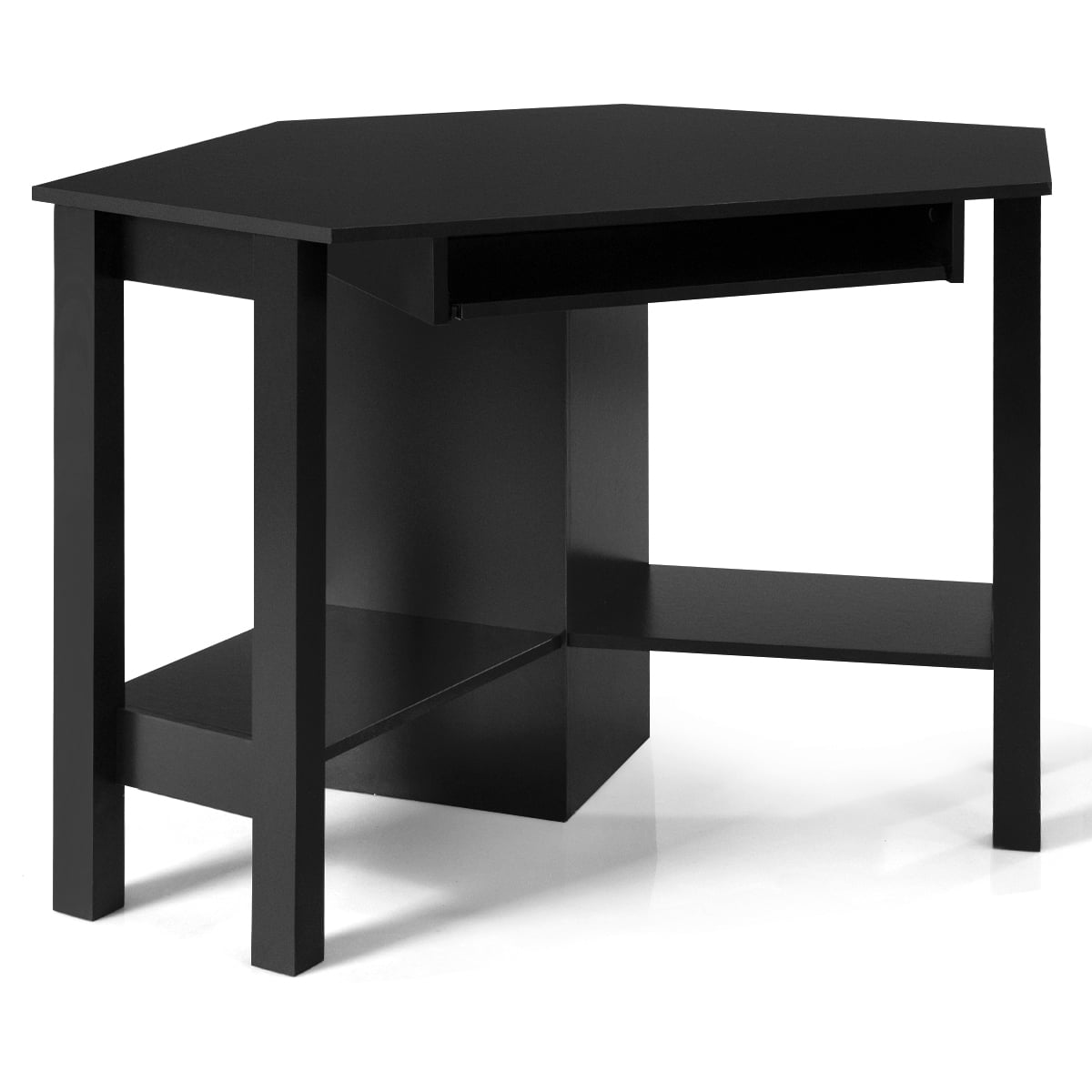 Topbuy Wooden Corner Computer Desk with Drawer Office Study Table Black