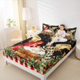 thumbnail image 4 of jejeloiu Christmas Theme Twin Sheet Sets,Galaxy Starry Night Twin Fitted Sheet,Red Geometric Grid Flat Sheet For Child,Microfiber Bedroom Decor,3pcs, 4 of 7