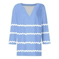 thumbnail image 4 of CLOISE Blouses for Women Plus Size Fall Cute Striped Tops V Neck 3/4 Sleeve Shirts Tunic Basic Blouses Elegant Clothes Light Blue 5XL, 4 of 5