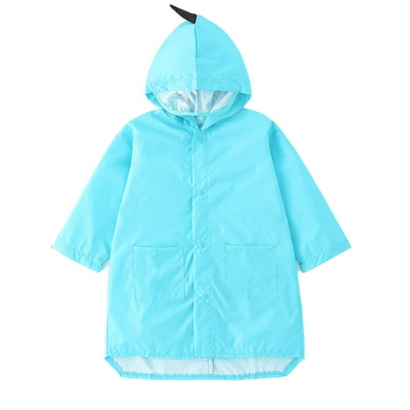 YIQAUMA Boys Girls Toddler Raincoat Kids Waterproof Rain Jacket Hooded Slicker Cartoon Rain Wear Light Blue,3-4T