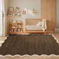 thumbnail image 3 of Garvee 6'x9' Modern Scalloped Rug Washable Rug with Non Slip Backing, Neutral Farmhouse Soft Low Pile Carpet for Living Room Bedroom Home Office, Brown, 3 of 8