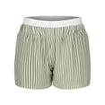 thumbnail image 6 of QQAMB Womens Strip Shorts Elastic Waisted Casual Summer Comfy Loose Homewear Outwear Shorts with Pocket Army Green S, 6 of 7