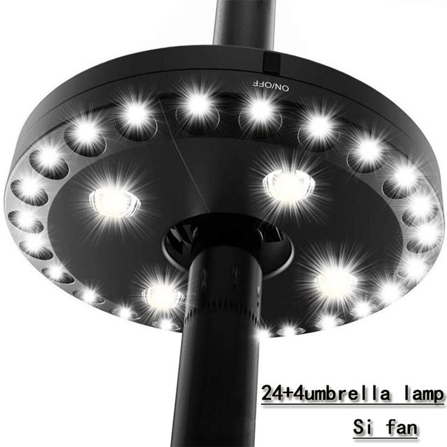 Sombrilla de patio de 1 pieza 3 modos de brillo Inalámbrico 28 luces LED 7000K, 4 pilas AA alimentadas (no incluidas), luz de sombrilla para tienda de campaña o uso en interiores JAMW Sencillez