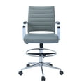 thumbnail image 5 of Homelala Gray Office Drafting Chair Ribbed Padded Open Mid Back With Wheels And Chrome Arms For Home Office Conference Tilt Ribbed Adjustable Height Chrome Swivel Foot Rest, Set of 1, 1 piece, 5 of 12