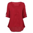 thumbnail image 2 of Blusa informal para mujer, camisa delgada de manga larga con cuello en V Irfora Borgoña S, 2 of 7