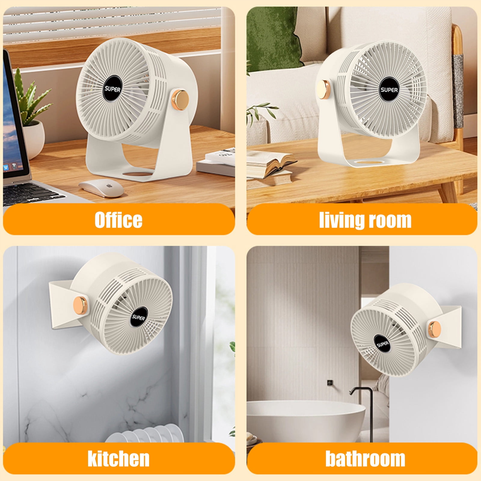 Loyerfyivos Air Circulation Fan,Home Rechargeable,Bedroom Typhoon Circulation Fan,16 Feet,Strong Airflow,90 Degree Adjustable Tilting Angle,Low Noise,3 Wind Speed