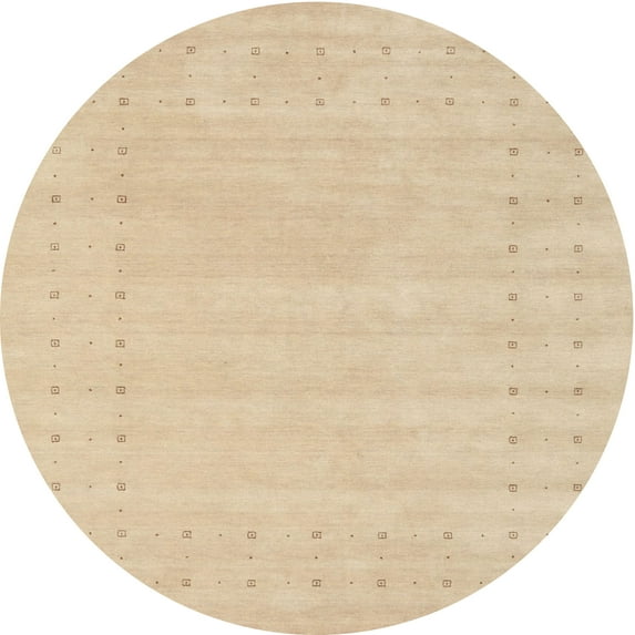 Ahgly Company Machine Washable Indoor Round Contemporary Yellow Area Rugs, 9' Round
