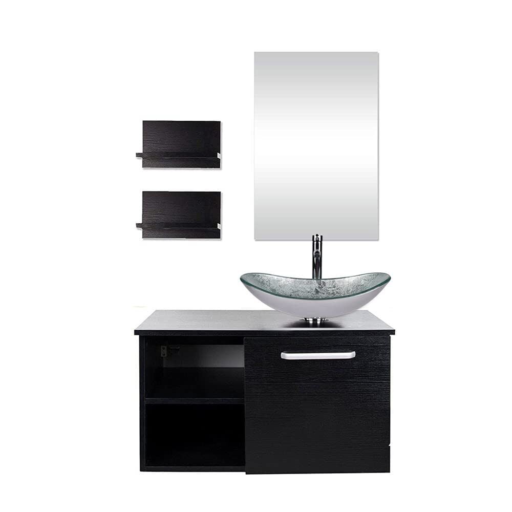 PULUOMIS 28 in Bathroom Vanity with Sink Cabinet Wall Mounted Mirro w/ 2 Shelf Storage