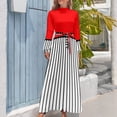 thumbnail image 4 of Vestido largo de noche con diseño de bloques geométricos preppy Vestido largo de noche para mujer, 4 of 5