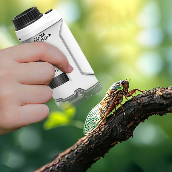 Microscopio portátil para niños, minimicroscopio de bolsillo de 60x-120x con luces LED para experimentos científicos, educación y exploración.
