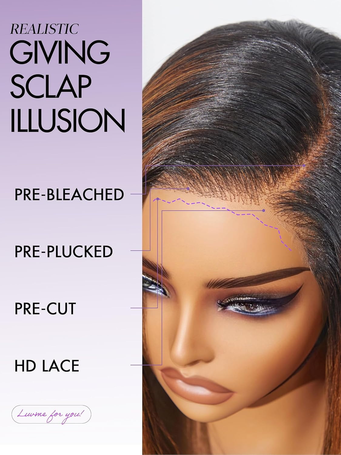 LUVME HD Lace Front 12" Bob Wig 100% Human Hair Glueless 200% Density Brown Pre Plucked Natural Color Straight for Women