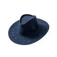 thumbnail image 2 of Suede Cowboy Hat Western Style Stylish Versatile with Three Eyelets on Each Side Navy Blue, 2 of 8