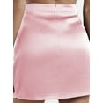 thumbnail image 6 of Biezeib Women's Satin Mini Skirt Slim Fit A-Line Back Zip Up Solid Color Short Skirt for Party Club, 6 of 6