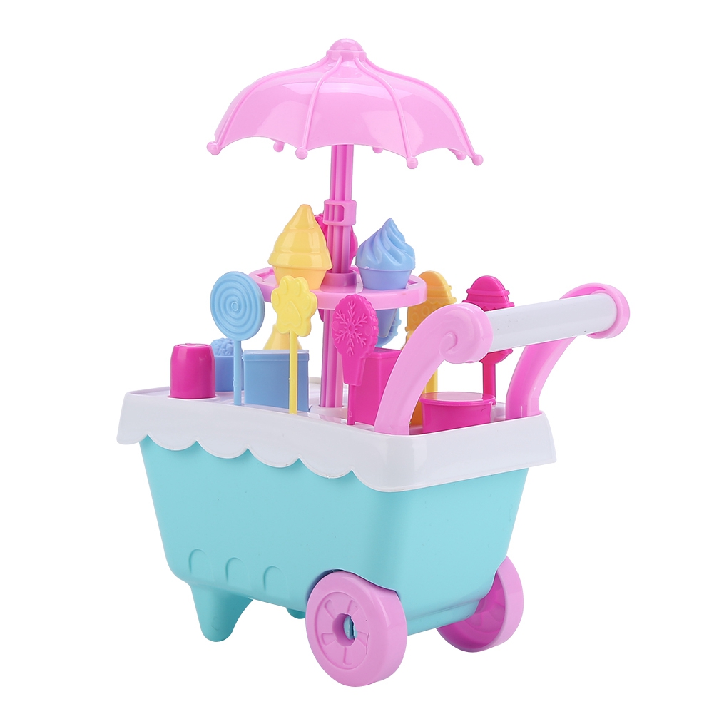 Cergrey Simulation Mini Trolley Toy Supermarket Candy Ice Cream Cart Set With Light, Children Candy Cart Toy, Trolley Toy