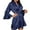 Navy, variant on Feancey Satin Robes for Women Silk Kimono Bathrobe Short Ruffle 3/4 Sleeve Sleepwear Soft Bridesmaids Nightgowns with Belt Navy L