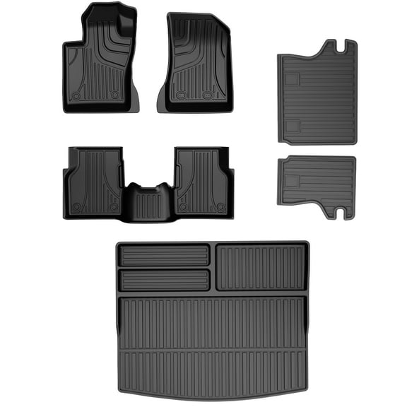 AOMSAZTO Floor Mats & Cargo Mats Fit for 2017-2025 Jeep Compass - 1st & 2nd Row All Weather Protection Automotive Floor Liners &Trunk Mat &Backrest Mat,Car Accessories ,Black