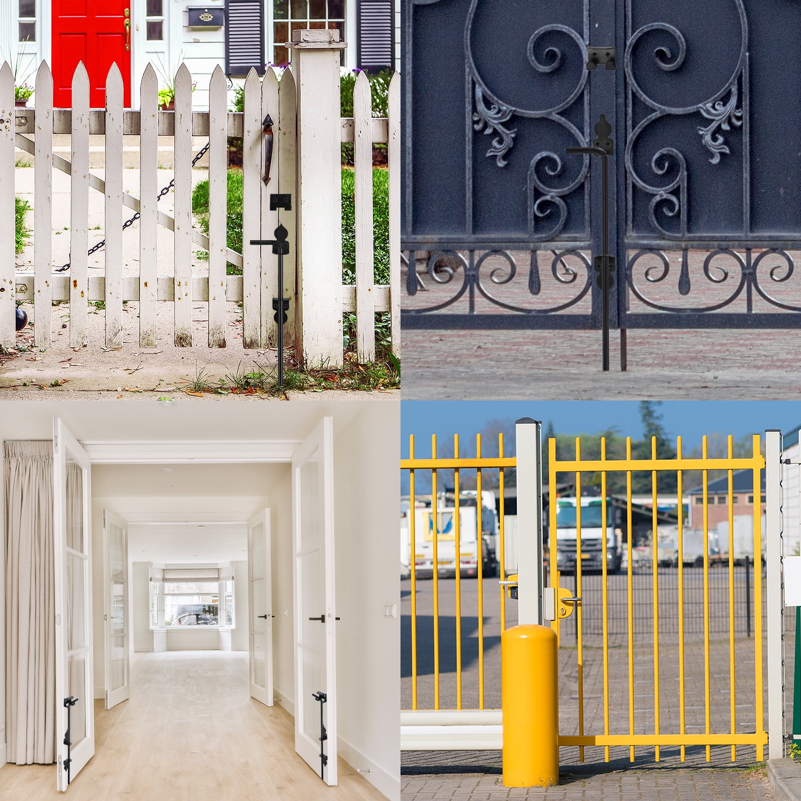 Uxcell 18" Cane Bolt Gate Drop Rod for Wood Fence, Iron Gate Hardware Ground Latch for Wooden Fence and Holding Door