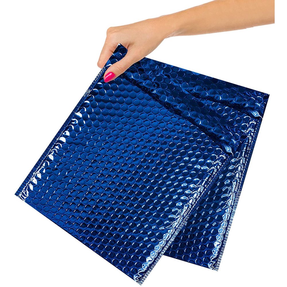 Pack of 10 Blue Metallic Bubble Mailers 8 x 11. Blue Padded Envelopes 8