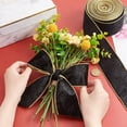 thumbnail image 3 of 10 Yards Velvet Wired Ribbon 2.5 Inch Black Gold Soft Velvet Ribbon Wired Black Flat Cotton Ribbons with Gold Backing, 3 of 6