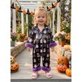 thumbnail image 4 of Cjfdfy Newborn Baby Girls Halloween Fall Clothes Halloween Satin Pajamas Ghost Print Collared Fuzzy Trim Long Sleeve Button Romper Cute Infant Baby Girl Halloween Jumpsuit, 4 of 9