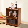 thumbnail image 5 of Brown Bamboo Acrylic Lockers 15.7x11x19.7-Inch 3-Story Trapezoidal Storage Cabinets Magnetic Storage Cabinets, 5 of 10