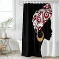 thumbnail image 4 of Boho Bathroom Shower Curtains with 12 Hooks Polyester Waterproof Shower Curtain for Stalls and Bathtubs Abstract Bohemia Womens Moons Scarf Black White Decorative Bathroom Curtain 72x72 Inches, 4 of 9