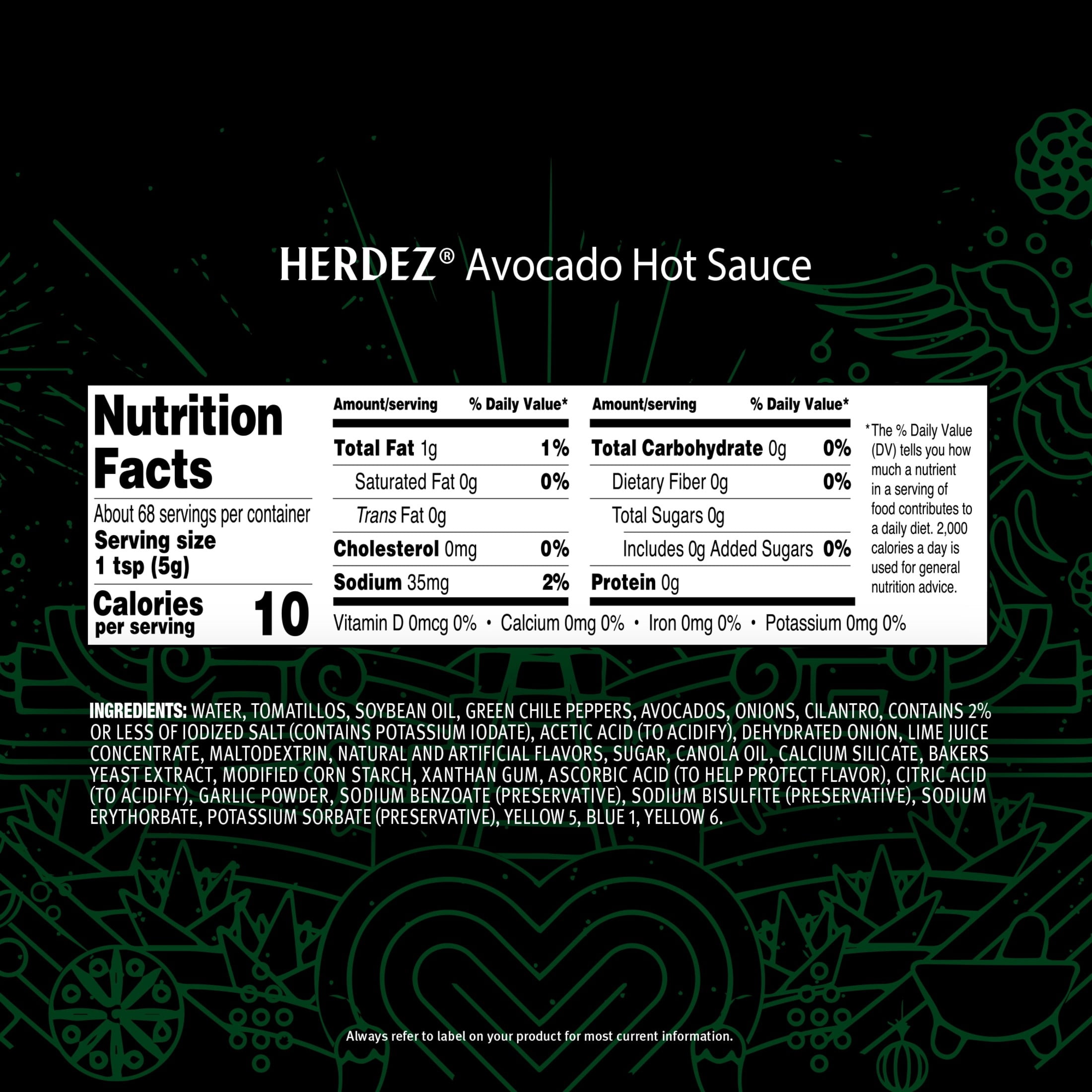 (3 pack) HERDEZ Avocado Hot Sauce, Taco Topping, Shelf Stable, 12 oz Glass Bottle