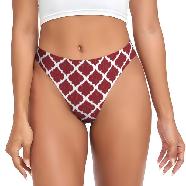 Balery Red Moroccan Tangas de Algodón para Mujer con Estampado – Ropa Interior Sexy, Transpirable, G-string-XX-Large